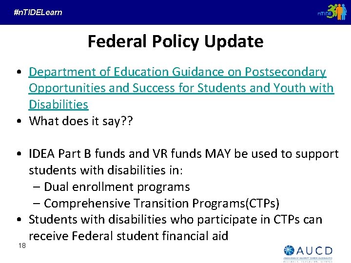 #n. TIDELearn Federal Policy Update • Department of Education Guidance on Postsecondary Opportunities and