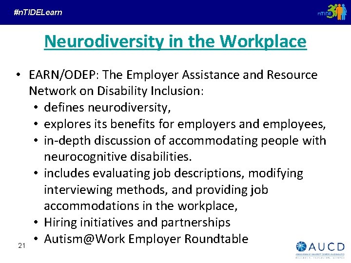 #n. TIDELearn Neurodiversity in the Workplace • EARN/ODEP: The Employer Assistance and Resource Network