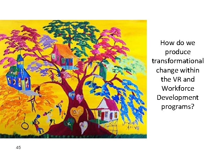 How do we produce transformational change within the VR and Workforce Development programs? 45