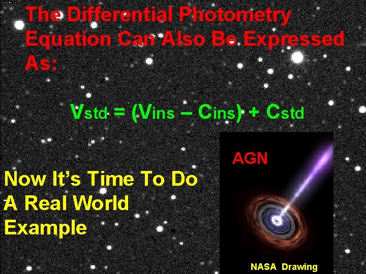 The Differential Photometry Equation Can Also Be Expressed As: Vstd = (Vins – Cins)