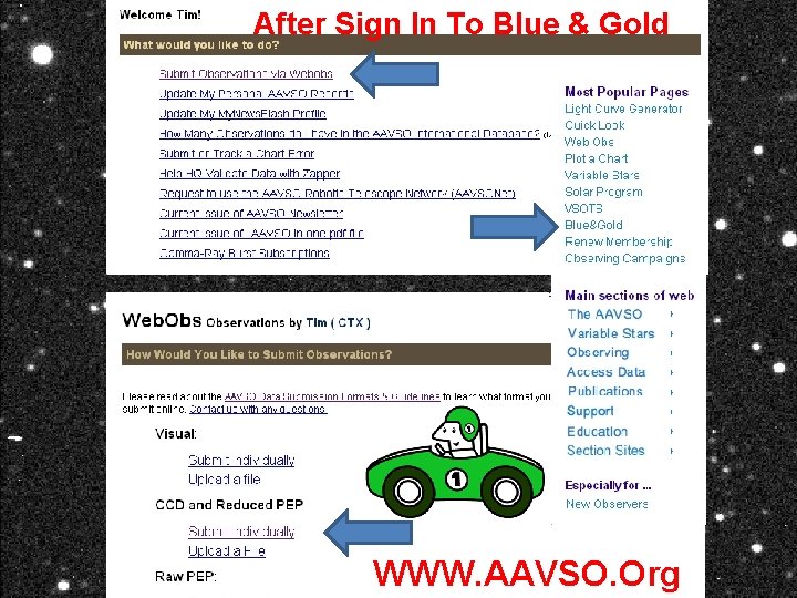 After Sign In To Blue & Gold WWW. AAVSO. Org 