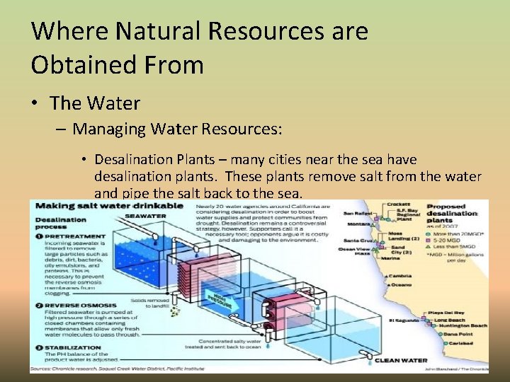 Where Natural Resources are Obtained From • The Water – Managing Water Resources: •