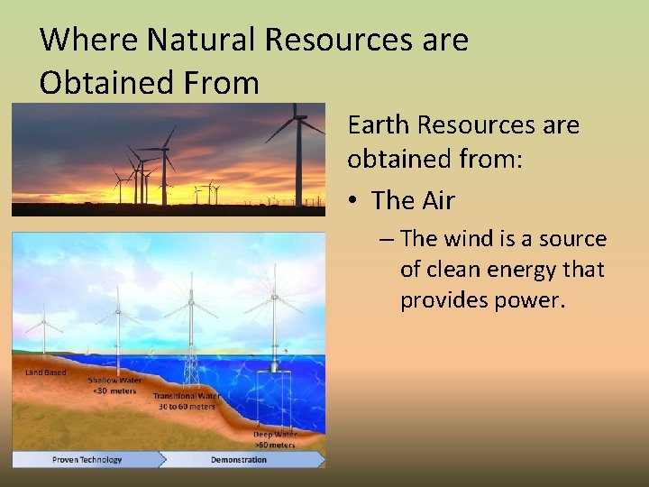 Where Natural Resources are Obtained From Earth Resources are obtained from: • The Air