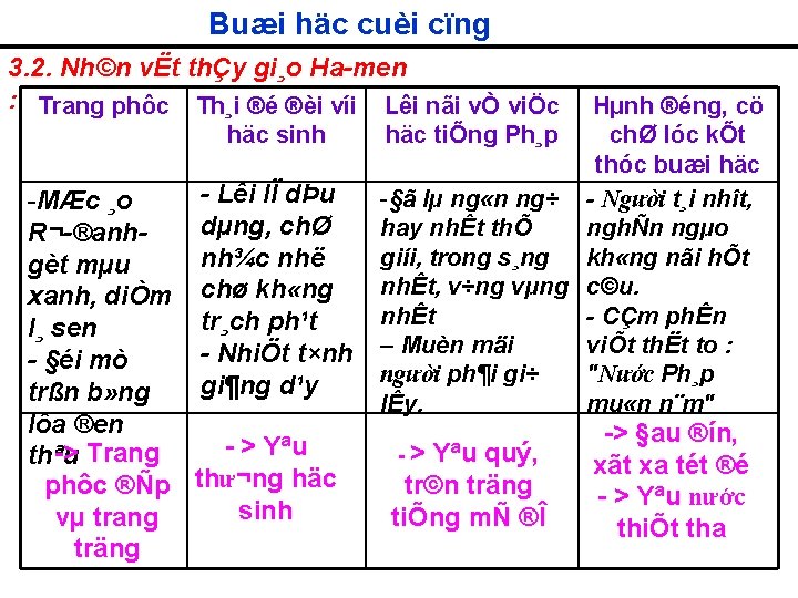 Buæi häc cuèi cïng 3. 2. Nh©n vËt thÇy gi¸o Ha men : Trang