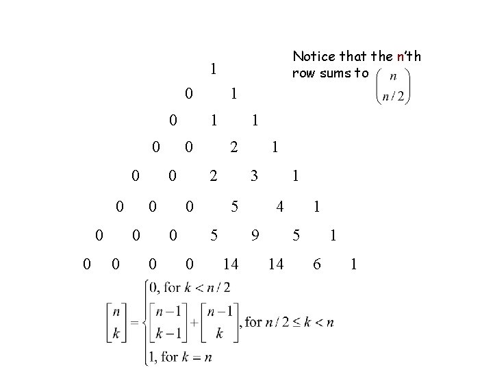 Notice that the n’th row sums to 1 0 0 0 0 1 2