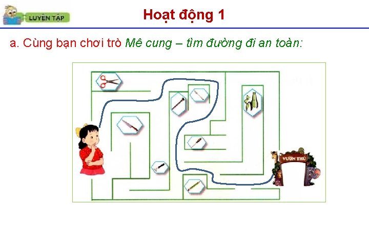 Hoạt động 1 a. Cùng bạn chơi trò Mê cung – tìm đường đi