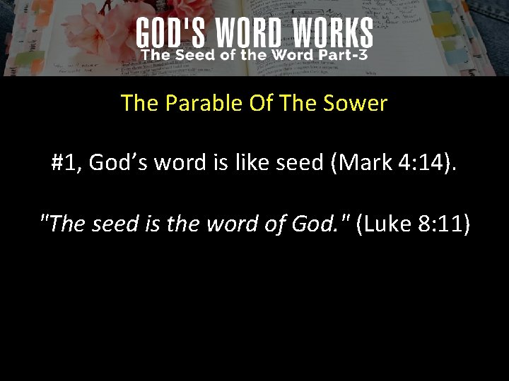 The Parable Of The Sower #1, God’s word is like seed (Mark 4: 14).