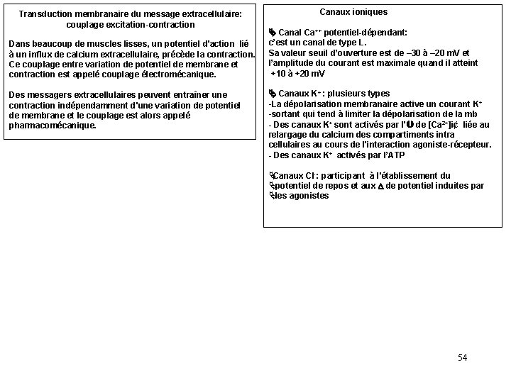 Transduction membranaire du message extracellulaire: couplage excitation-contraction Dans beaucoup de muscles lisses, un potentiel