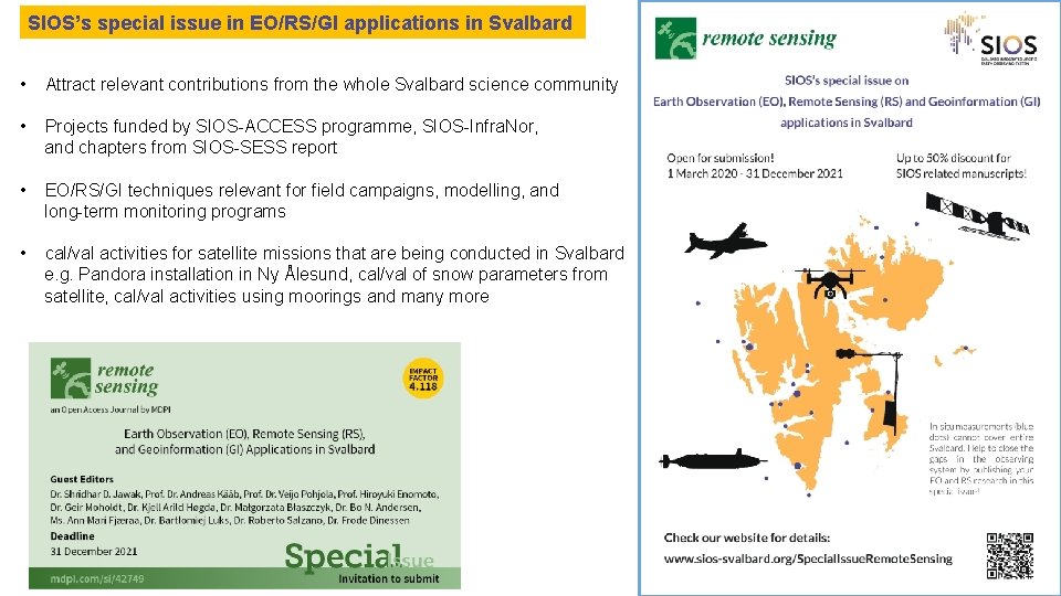 SIOSs Special Issue Earth Observation EO Remote Sensing