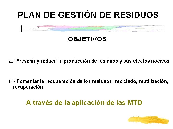 PLAN DE GESTIÓN DE RESIDUOS OBJETIVOS 1 Prevenir y reducir la producción de residuos