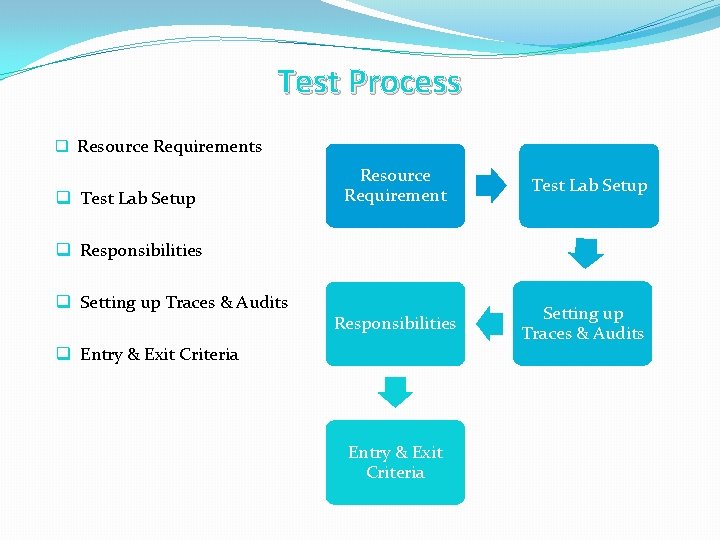 Test Process q Resource Requirements q Test Lab Setup Resource Requirement Test Lab Setup