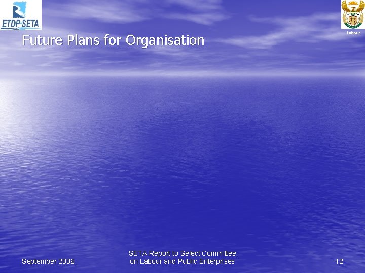 Future Plans for Organisation September 2006 SETA Report to Select Committee on Labour and