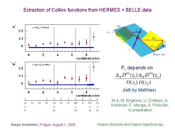 Extraction of Collins functions from HERMES + BELLE data P 1 depends on (talk