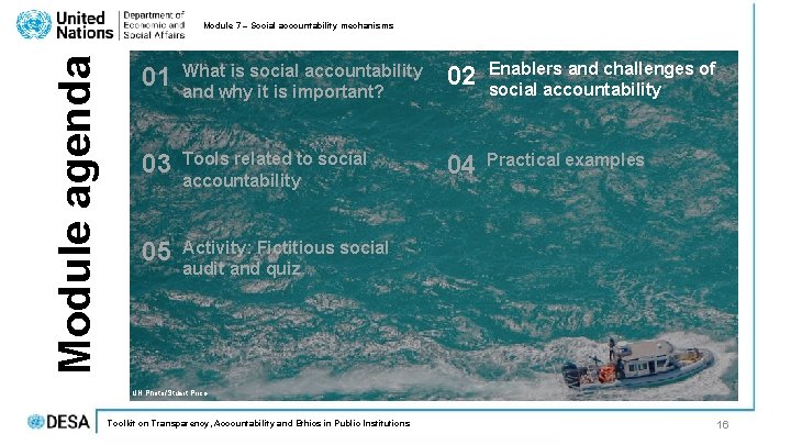 Module agenda Module 7 – Social accountability mechanisms 01 What is social accountability and