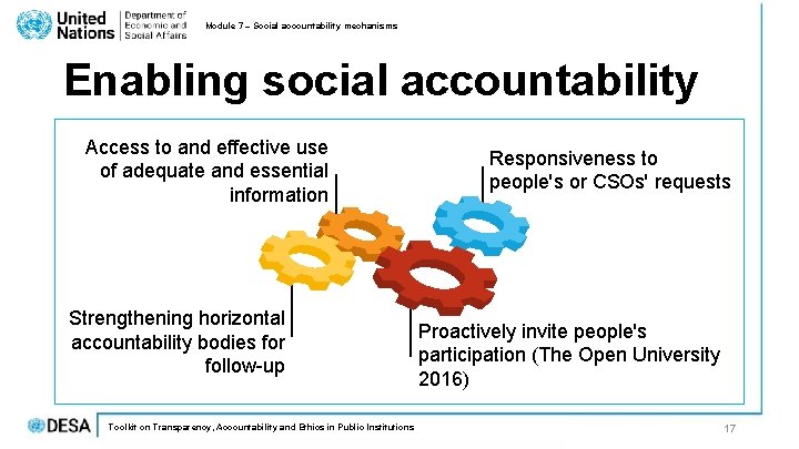 Module 7 – Social accountability mechanisms Enabling social accountability Access to and effective use