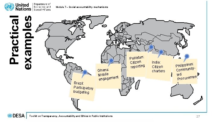 Practical examples Module 7 – Social accountability mechanisms Brazil: Participatory budgeting Ghana: Mobile ent