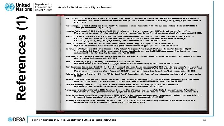 References (1) Module 7 – Social accountability mechanisms Baez Camargo, C. & Jacobs, E.