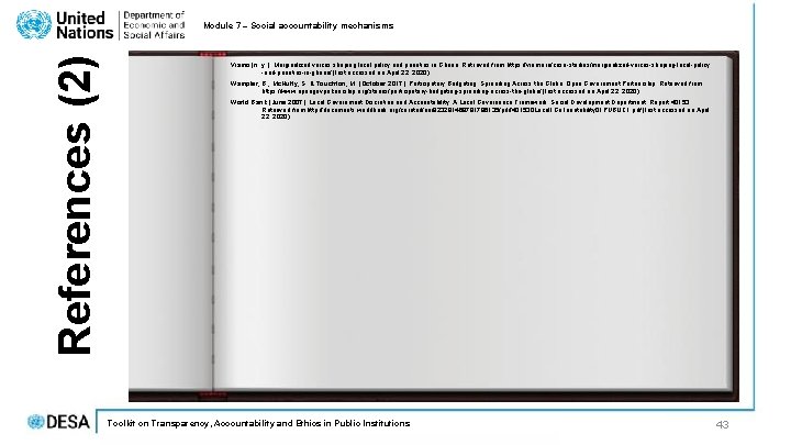 References (2) Module 7 – Social accountability mechanisms Viamo (n. y. ). Marginalized voices