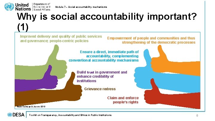 Module 7 – Social accountability mechanisms Why is social accountability important? (1) Improved delivery
