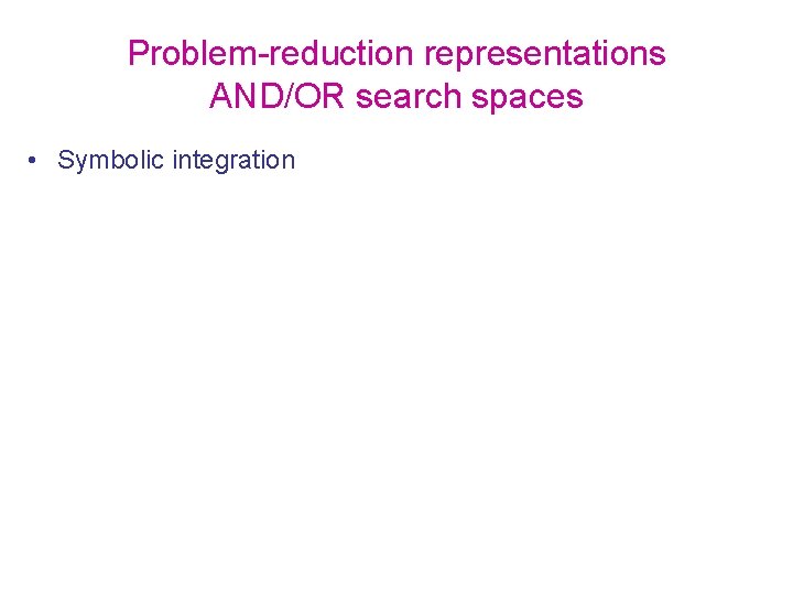 Problem-reduction representations AND/OR search spaces • Symbolic integration 