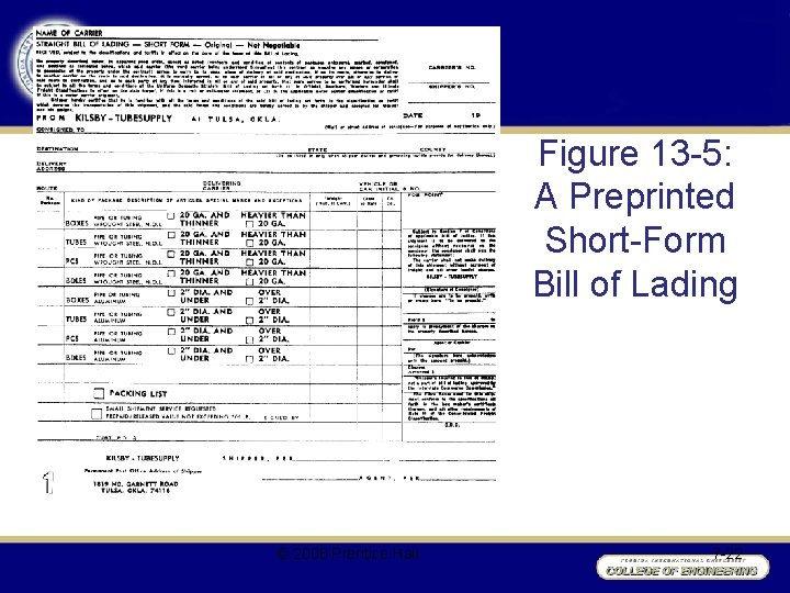 Figure 13 -5: A Preprinted Short-Form Bill of Lading © 2008 Prentice Hall 7