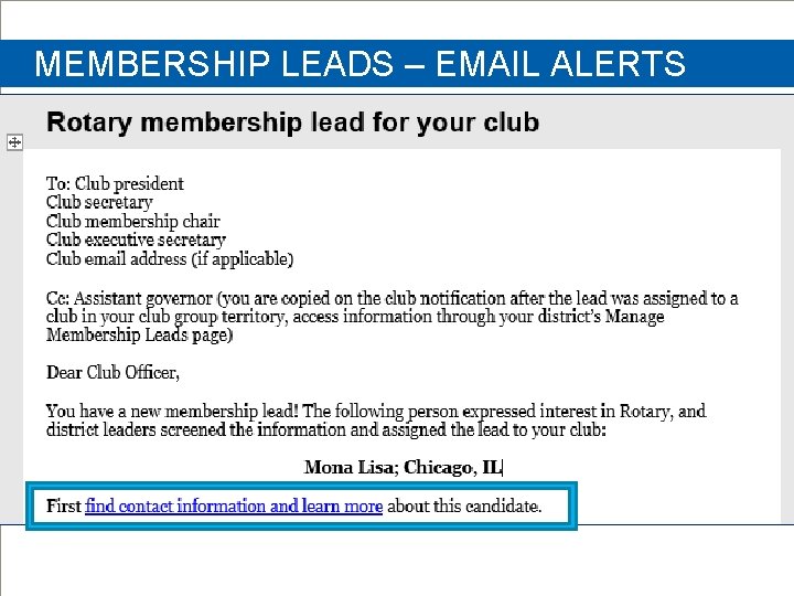 MEMBERSHIP LEADS – EMAIL ALERTS 