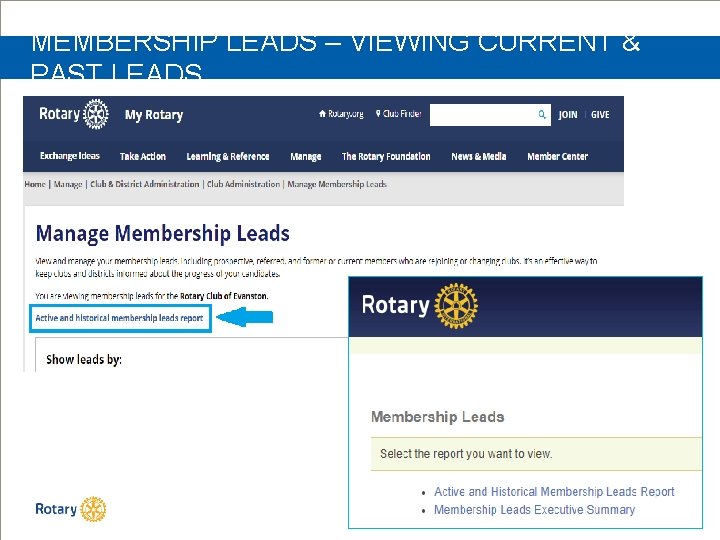 MEMBERSHIP LEADS – VIEWING CURRENT & PAST LEADS 