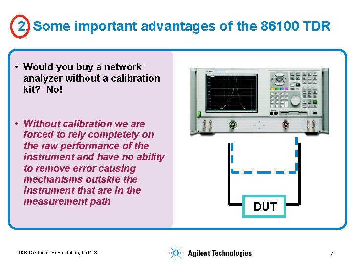 2. Some important advantages of the 86100 TDR • Would you buy a network