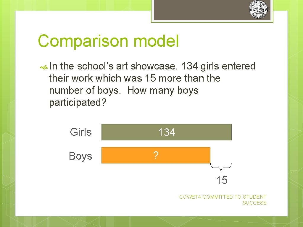 Comparison model In the school’s art showcase, 134 girls entered their work which was Comparison model In the school’s art showcase, 134 girls entered their work which was