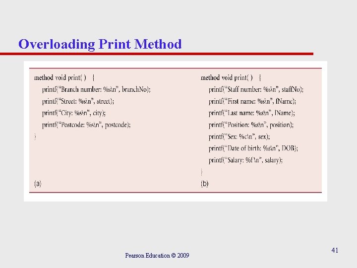 Overloading Print Method Pearson Education © 2009 41 