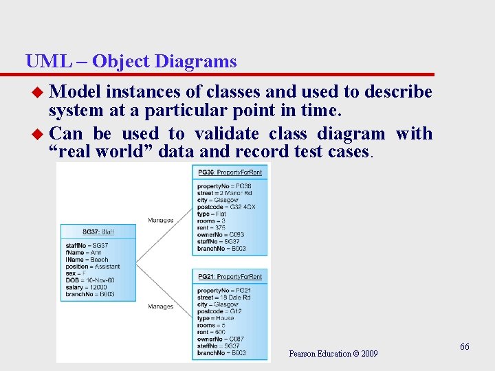 UML – Object Diagrams u Model instances of classes and used to describe system