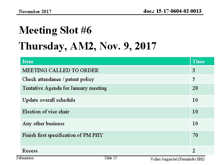 doc. : 15 -17 -0604 -02 -0013 November 2017 Meeting Slot #6 Thursday, AM