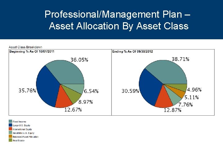Professional/Management Plan – Asset Allocation By Asset Class 