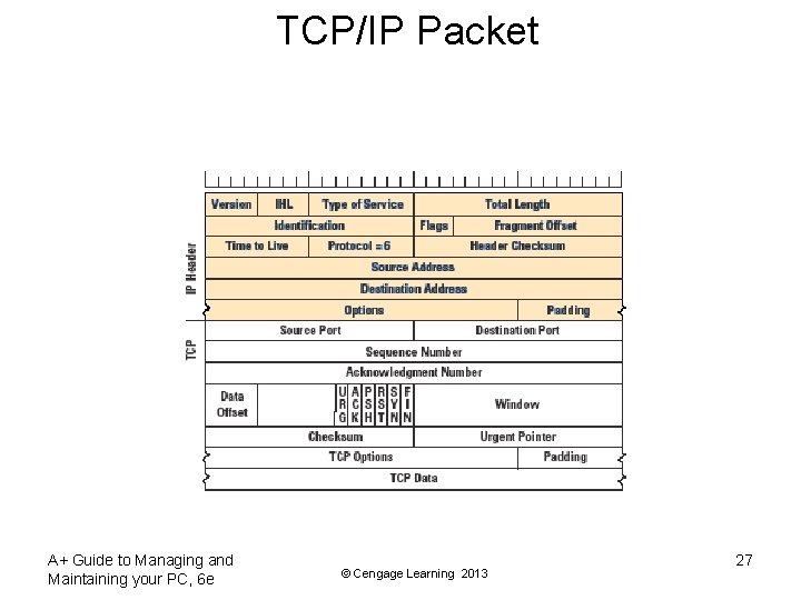 TCP/IP Packet A+ Guide to Managing and Maintaining your PC, 6 e © Cengage