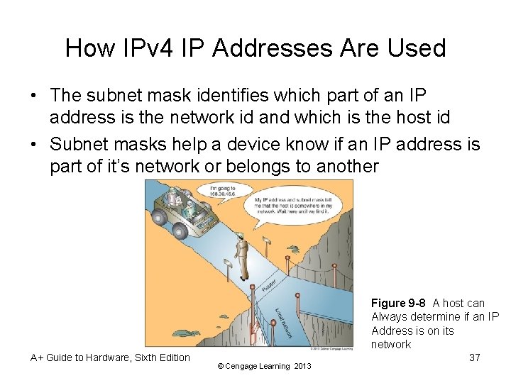 How IPv 4 IP Addresses Are Used • The subnet mask identifies which part