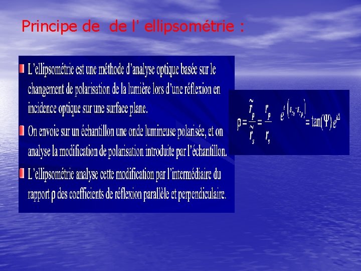 Principe de de l’ ellipsométrie : 