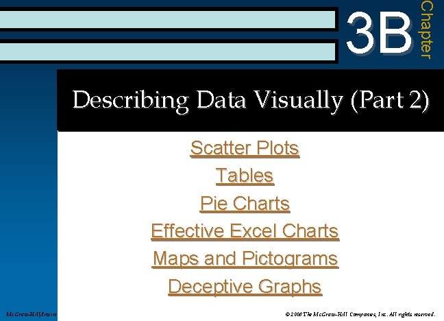 Chapter 3 B Describing Data Visually (Part 2) Scatter Plots Tables Pie Charts Effective