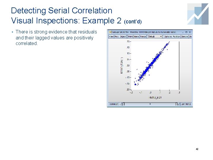 Detecting Serial Correlation Visual Inspections: Example 2 (cont’d) • There is strong evidence that