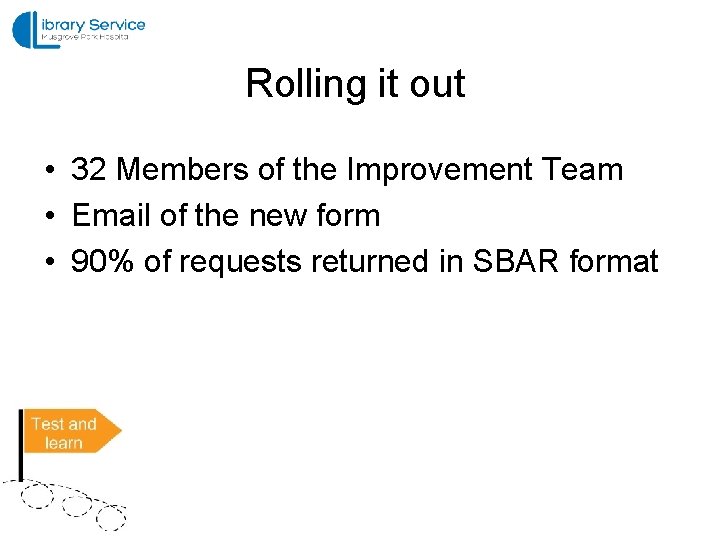 Rolling it out • 32 Members of the Improvement Team • Email of the