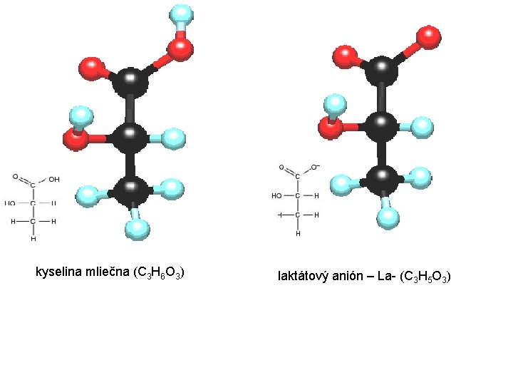kyselina mliečna (C 3 H 6 O 3) laktátový anión – La- (C 3