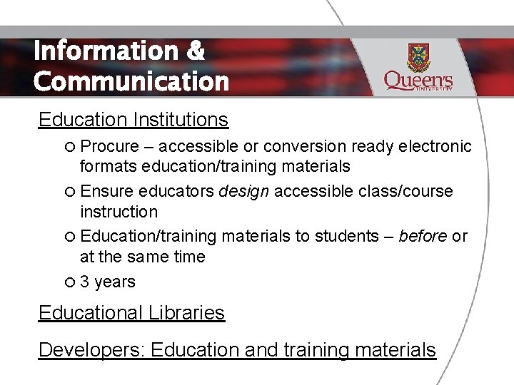 Information & Communication Education Institutions Procure – accessible or conversion ready electronic formats education/training