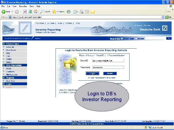 Login to DB’s Investor Reporting 