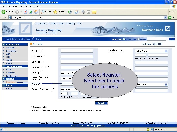 Select Register: New User to begin the process 