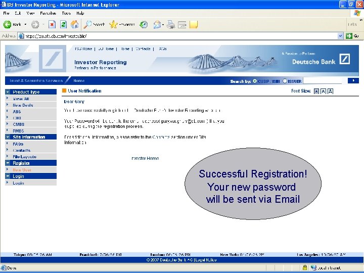 Successful Registration! Your new password will be sent via Email 