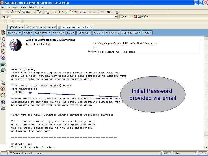 Initial Password provided via email 