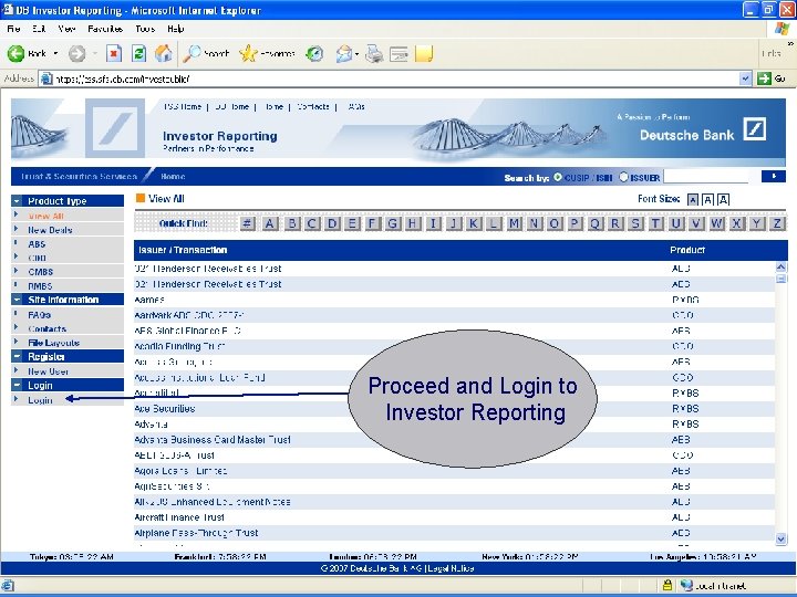 Proceed and Login to Investor Reporting 