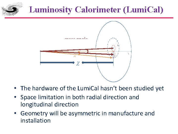 Luminosity Calorimeter (Lumi. Cal) • The hardware of the Lumi. Cal hasn’t been studied