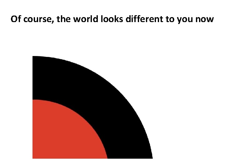 Of course, the world looks different to you now 