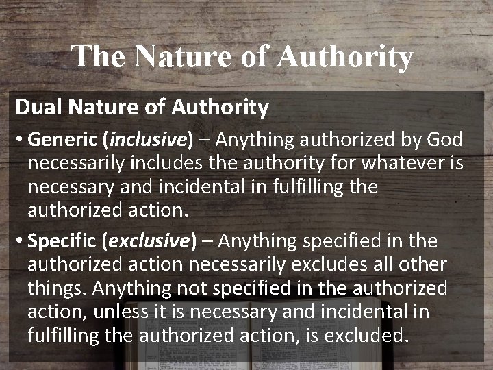The Nature of Authority Dual Nature of Authority • Generic (inclusive) – Anything authorized