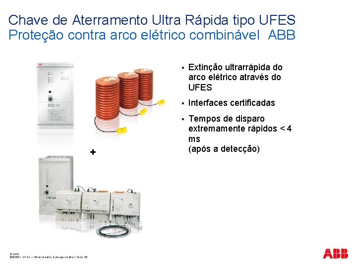 Chave de Aterramento Ultra Rápida tipo UFES Proteção contra arco elétrico combinável ABB +